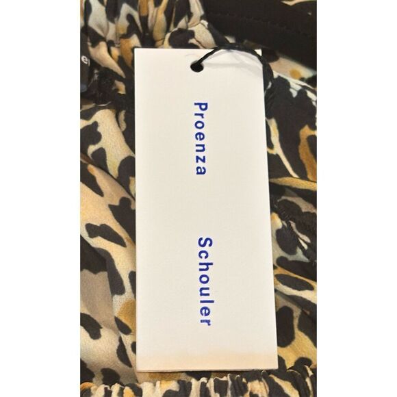 Proenza Schouler Leopard Print Crpe De Chine Top  in Butter Multi Gold Size 4 - Picture 12 of 13